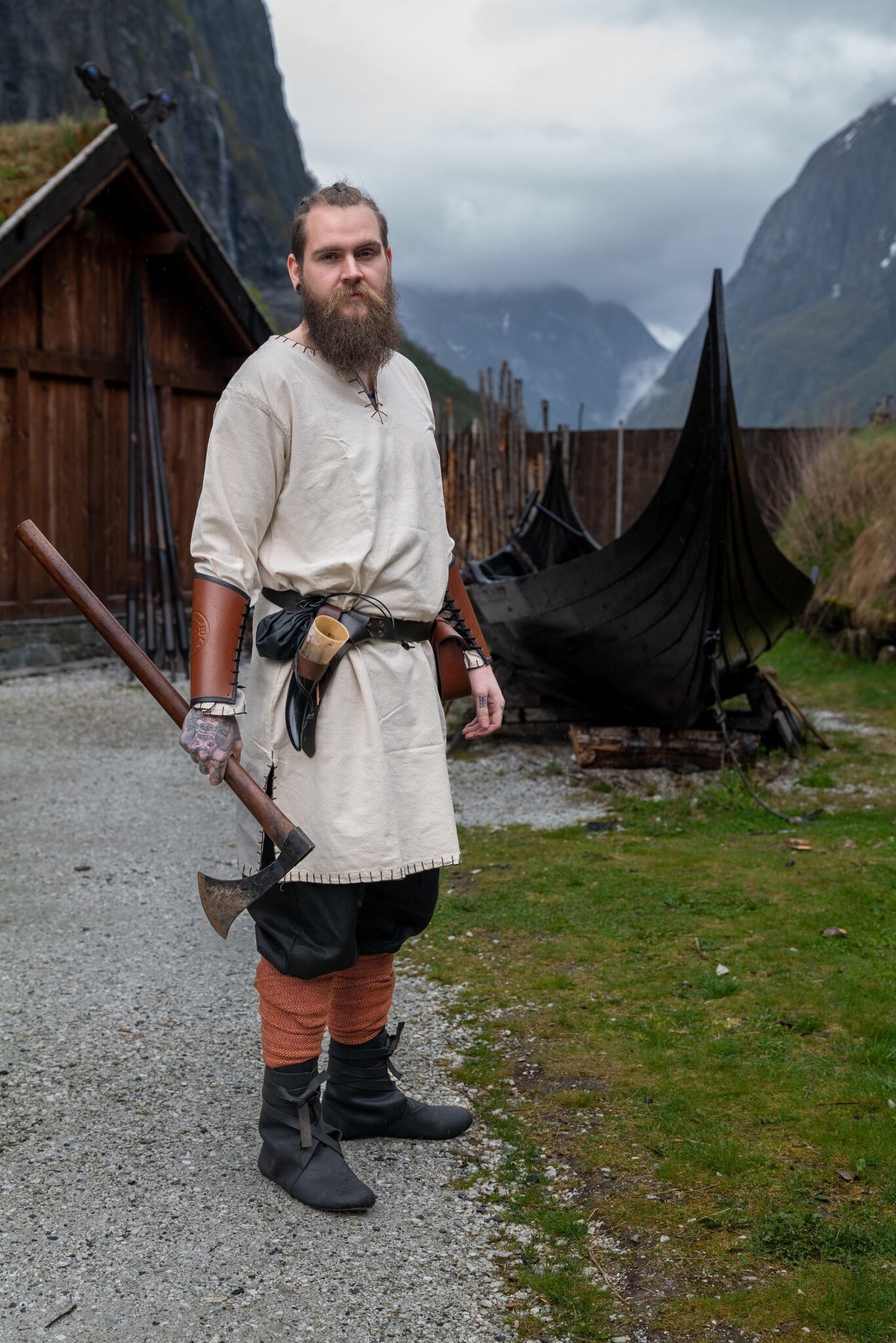 Germanic Thorsberg tunic with authentic zoom, cream