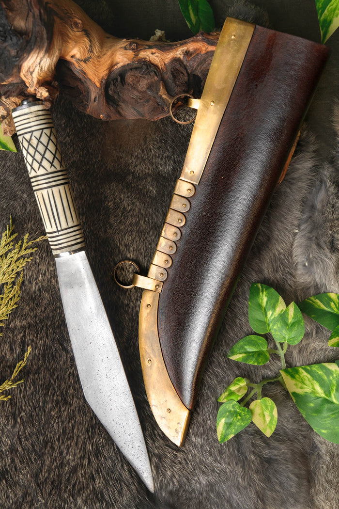 Viking seax with bone grip, semi-sharp