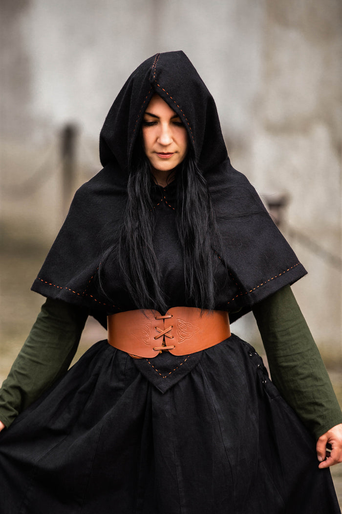 Skjoldehamn hood Halfdan, black, wool mix