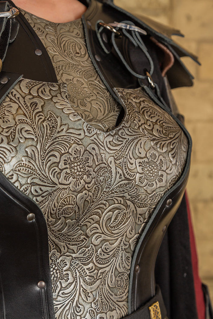 Leather ladies' armour Morgana, black-silver