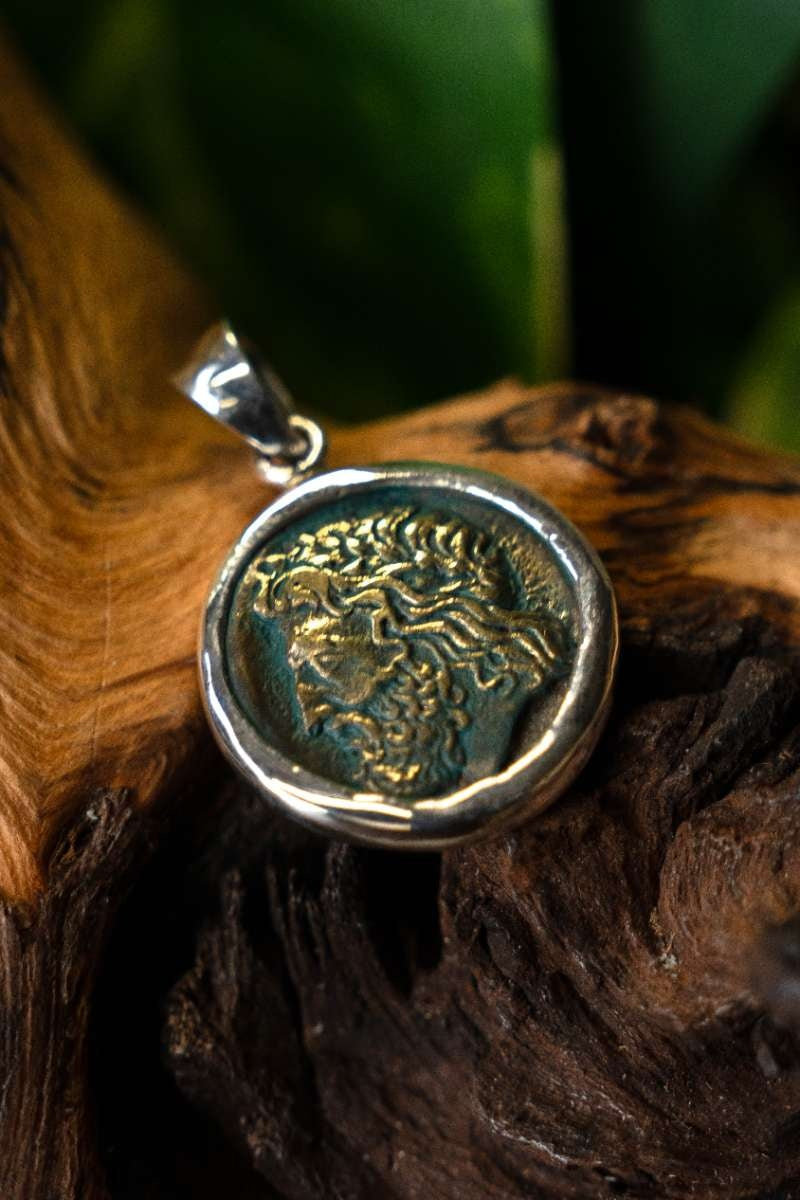 Coin pendant Zeus, sterling silver