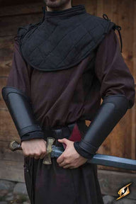 Warrior leather bracers, forearm guards, black, pair