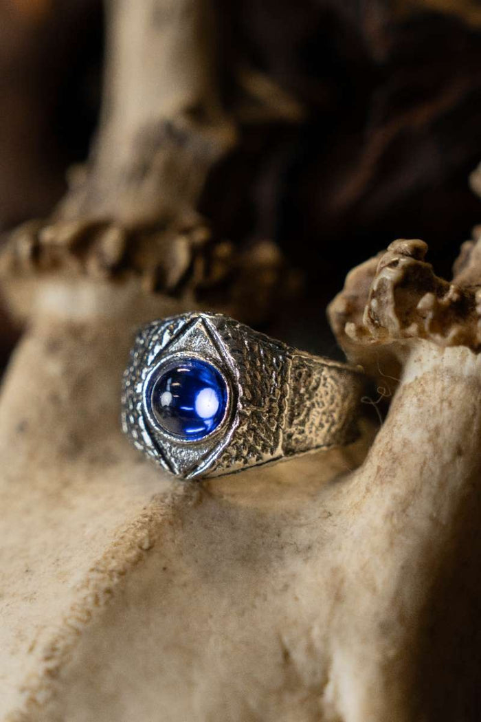Medieval ring, blue, pewter