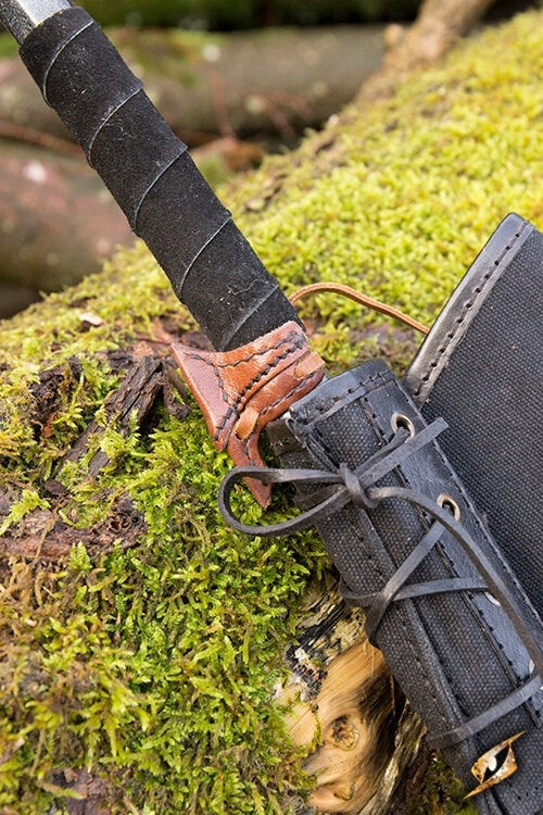 Leather holster hook for LARP sword, brown