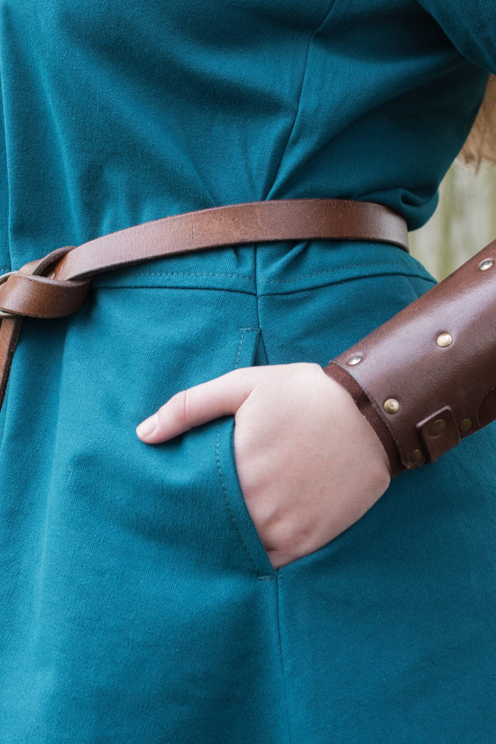 (Early) Medieval dress Gesine, teal blue-red