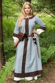 Carolingian dress Clotilde, dalmatica, blue-brown