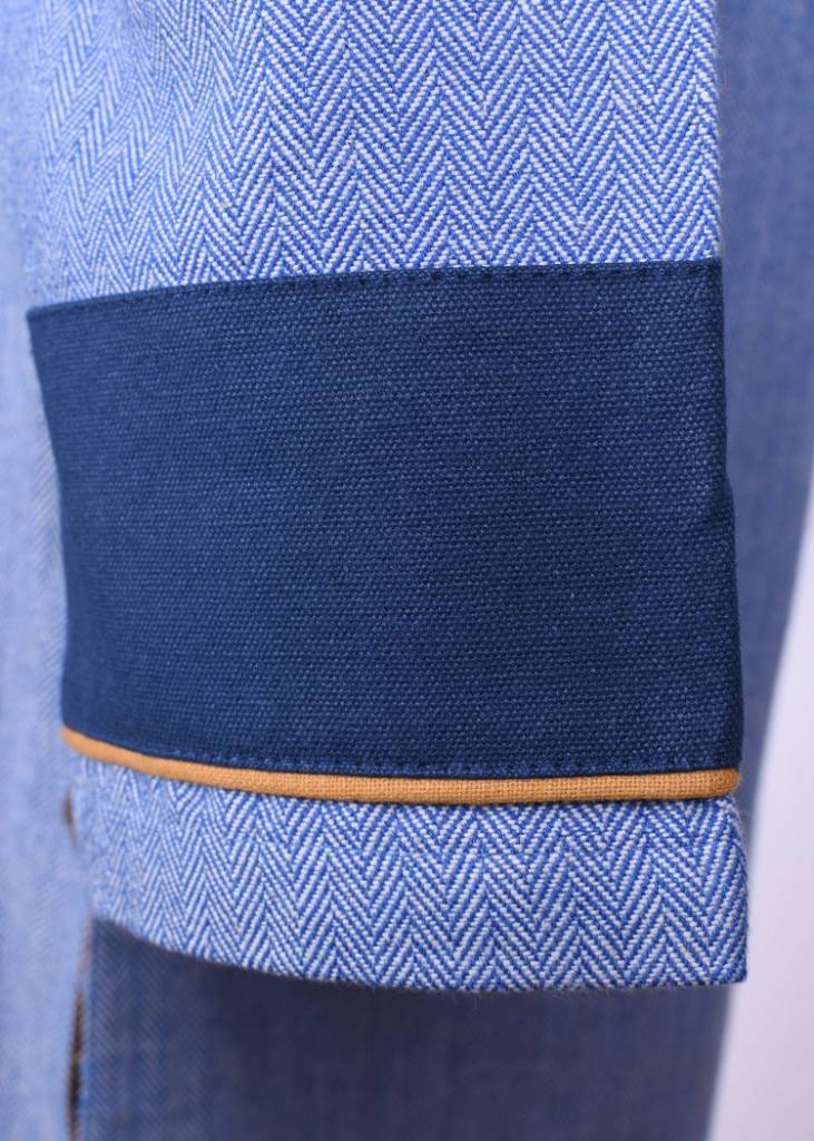Germanic Thorsberg tunic herringbone pattern, blue