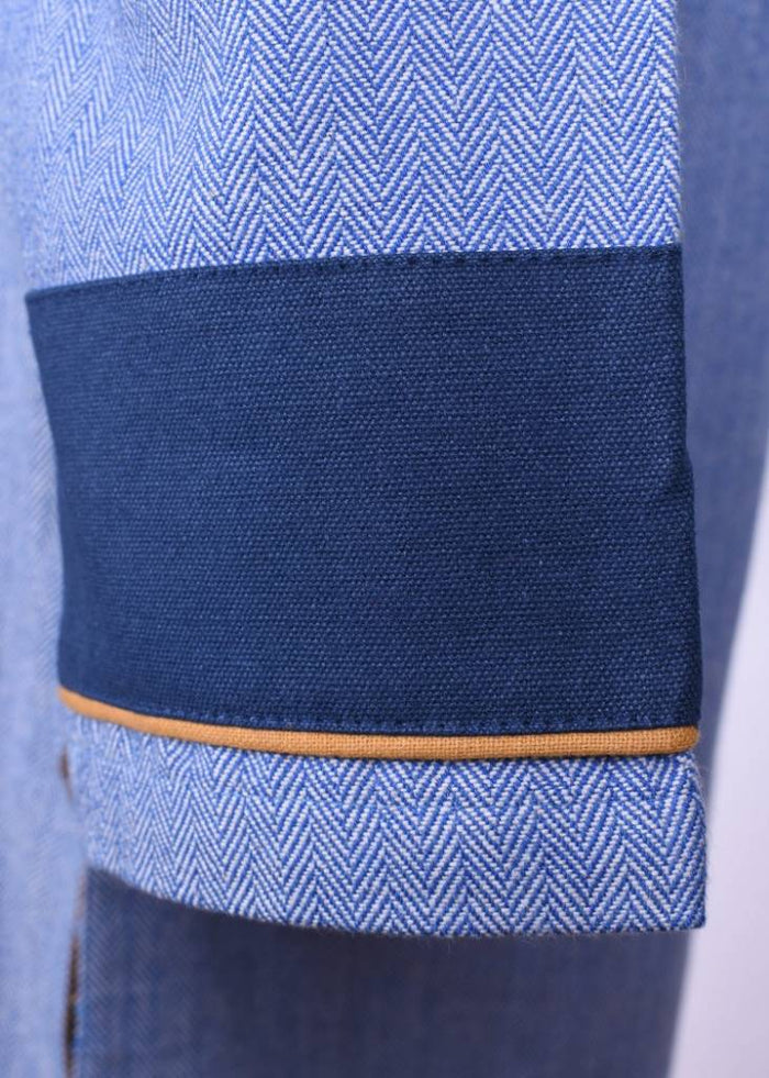Germanic Thorsberg tunic herringbone pattern, blue