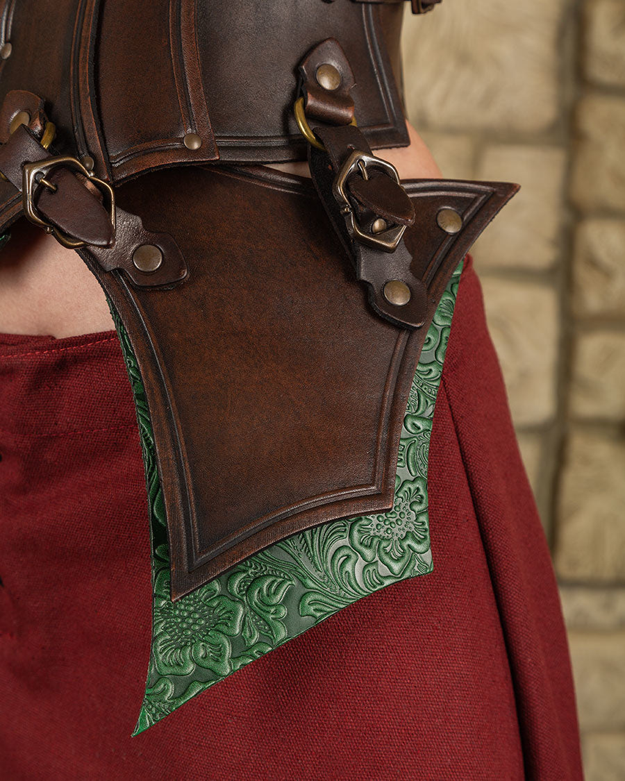 Leather ladies' armour Morgana, brown-green