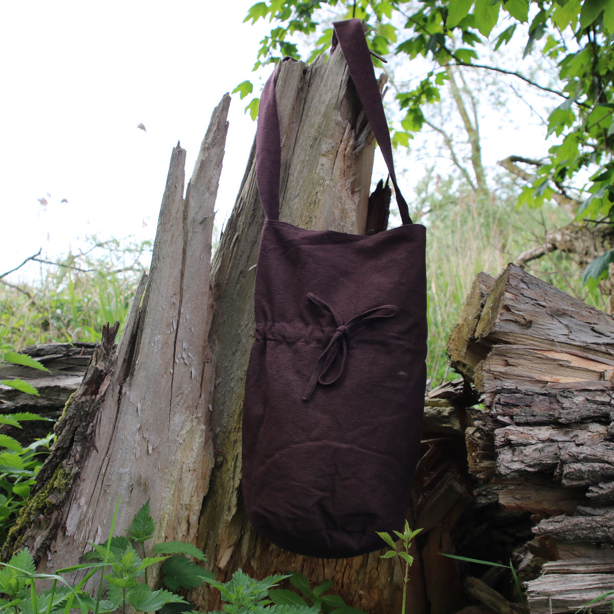 Textile shoulder bag, brown