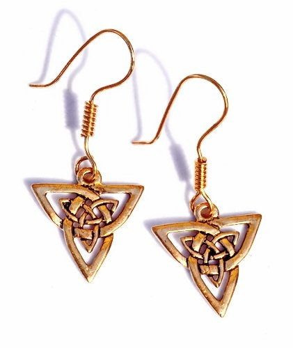 Celtic earrings triquetra, bronze