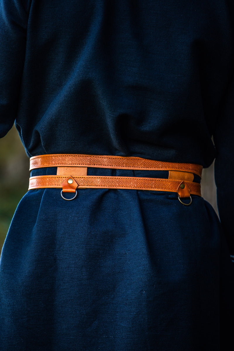 Cinturón vikingo doble Floki, marrón claro