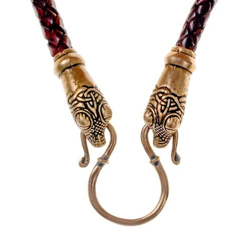 Viking Oseberg necklace, brown, leather