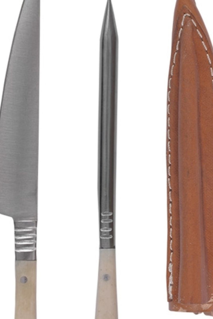 14th century cutlery set knife & eating awl, stainless steel
