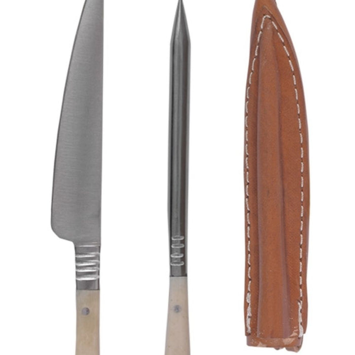 14th century cutlery set knife & eating awl, stainless steel