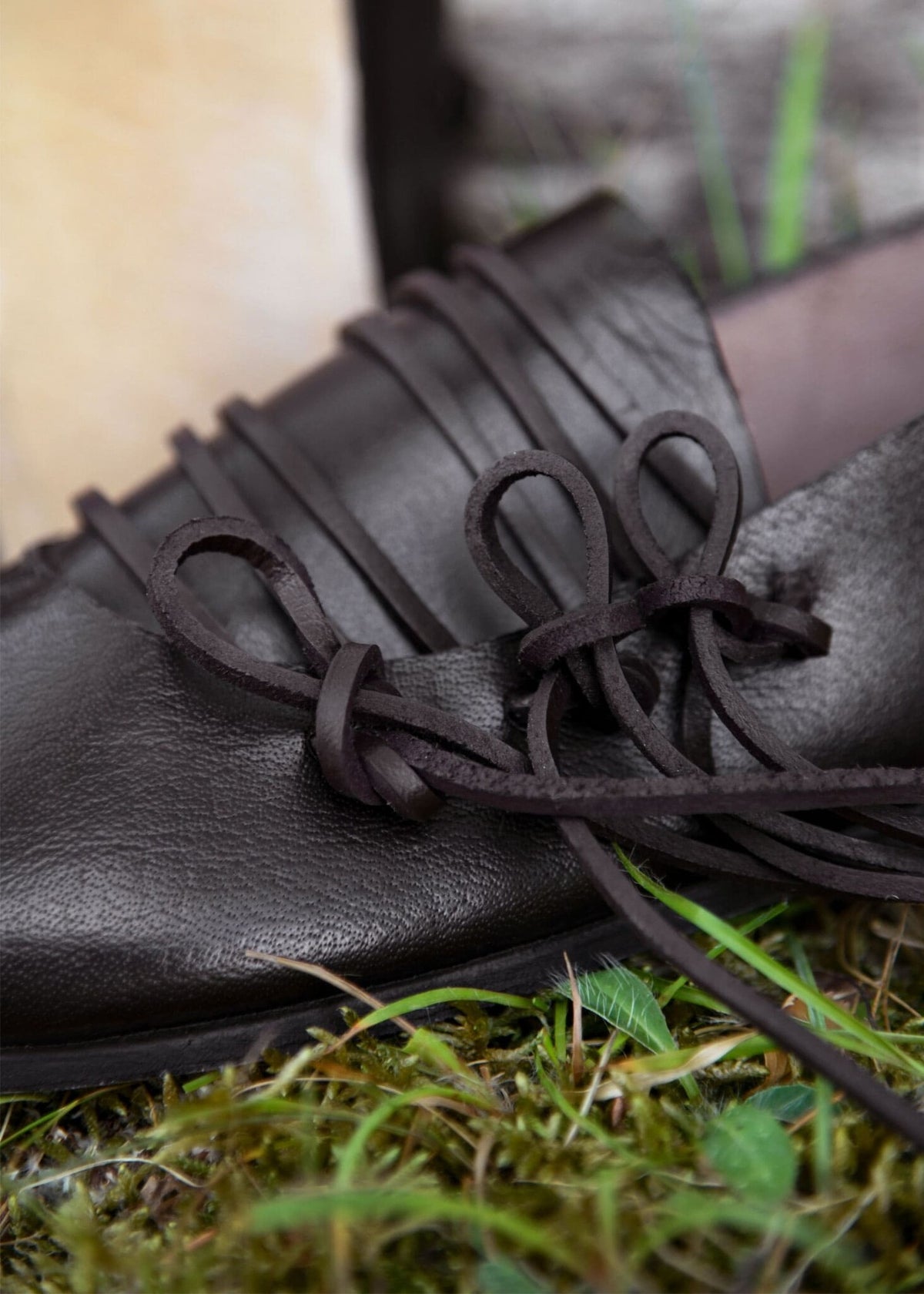 Lace-up shoes, medieval, brown