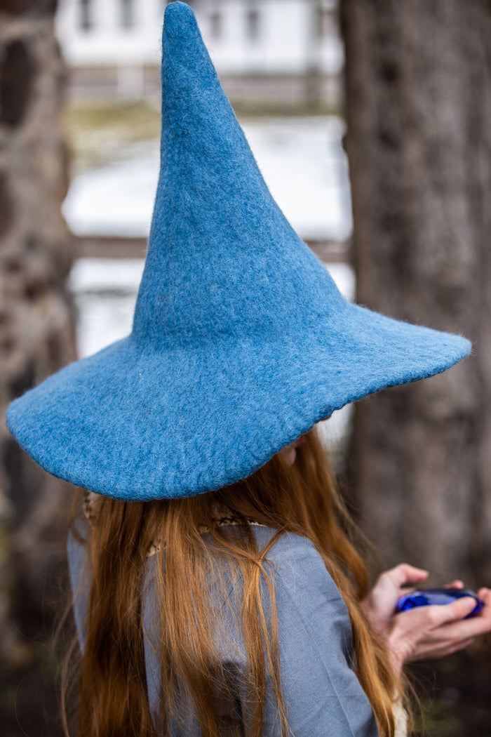 Witch hat, light blue, wool mix