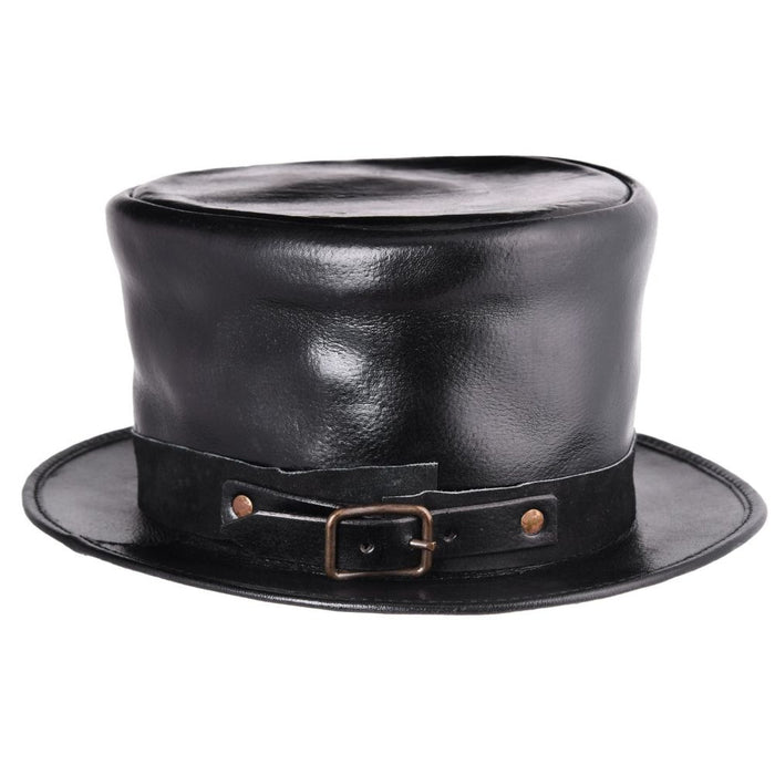 Black leather hat