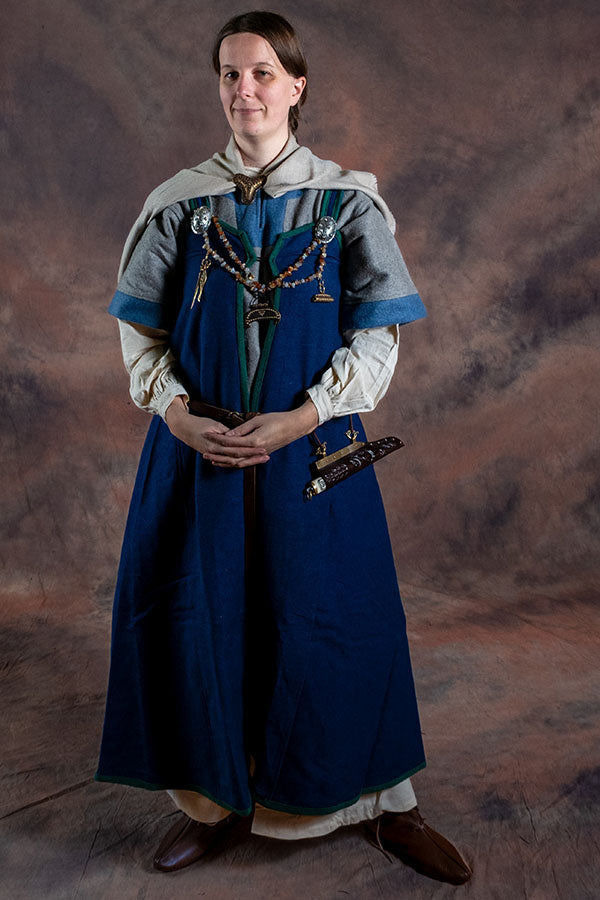 Rusvik Robe viking Luiza, mélange de laine, bleu-gris