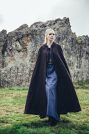 Broderad mantel Damia, brun, ullmix