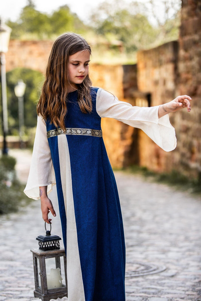 Girls dress Ariane, blue-white