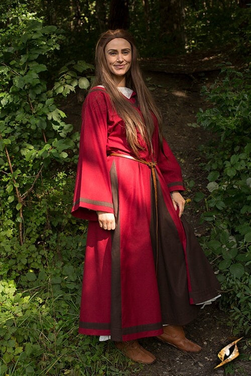 Viking dress Astrid, red/brown