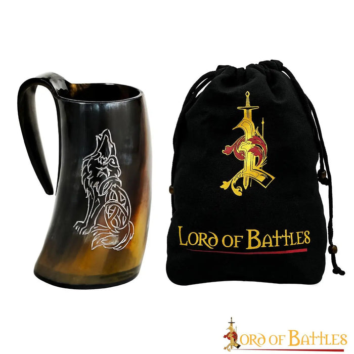 Viking horn mug Fenrir, 500-650 ml