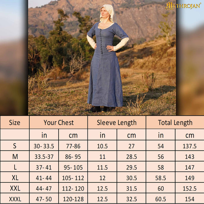15th century cotehardie, linen, blue