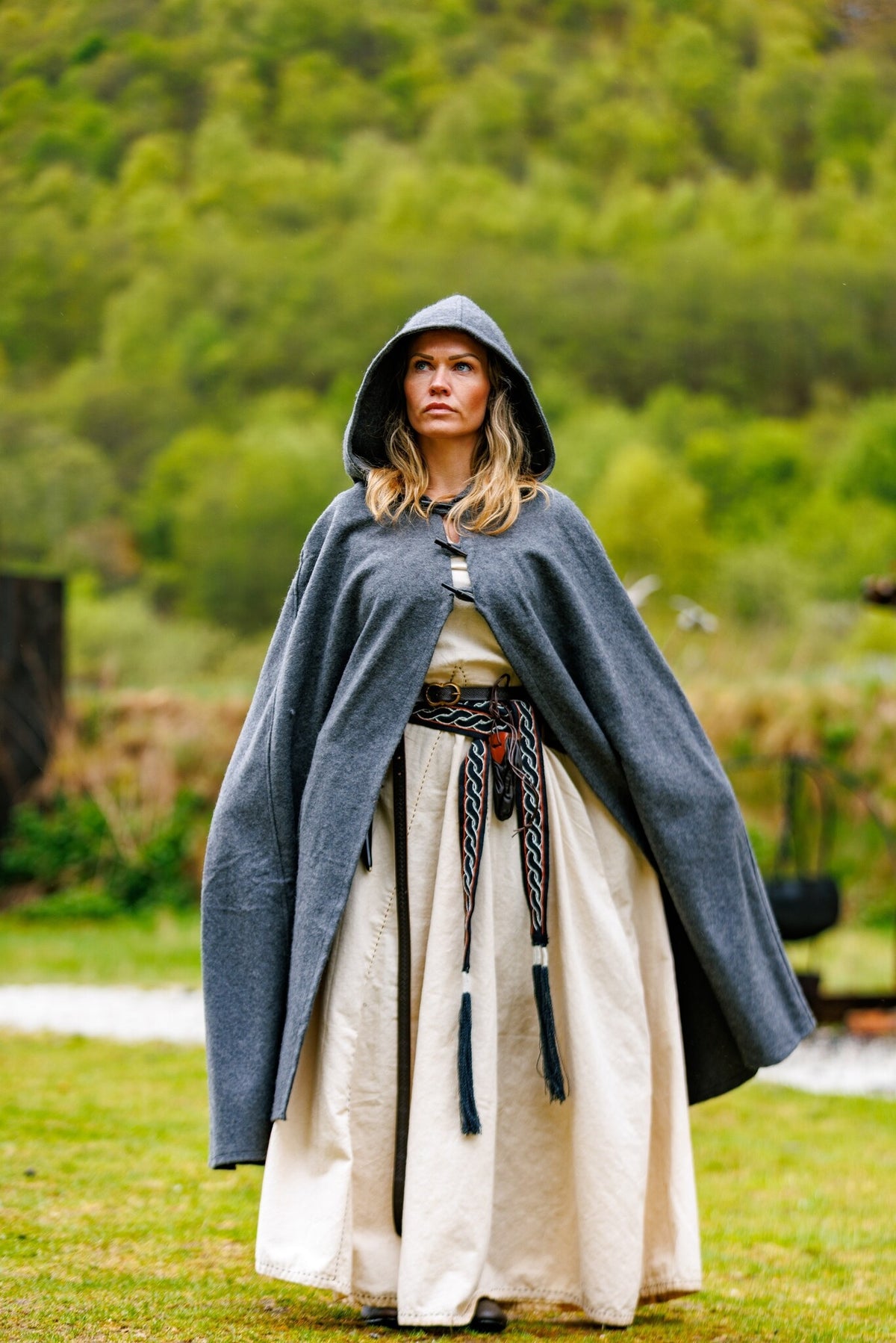 Cloak Felis, grey, wool blend