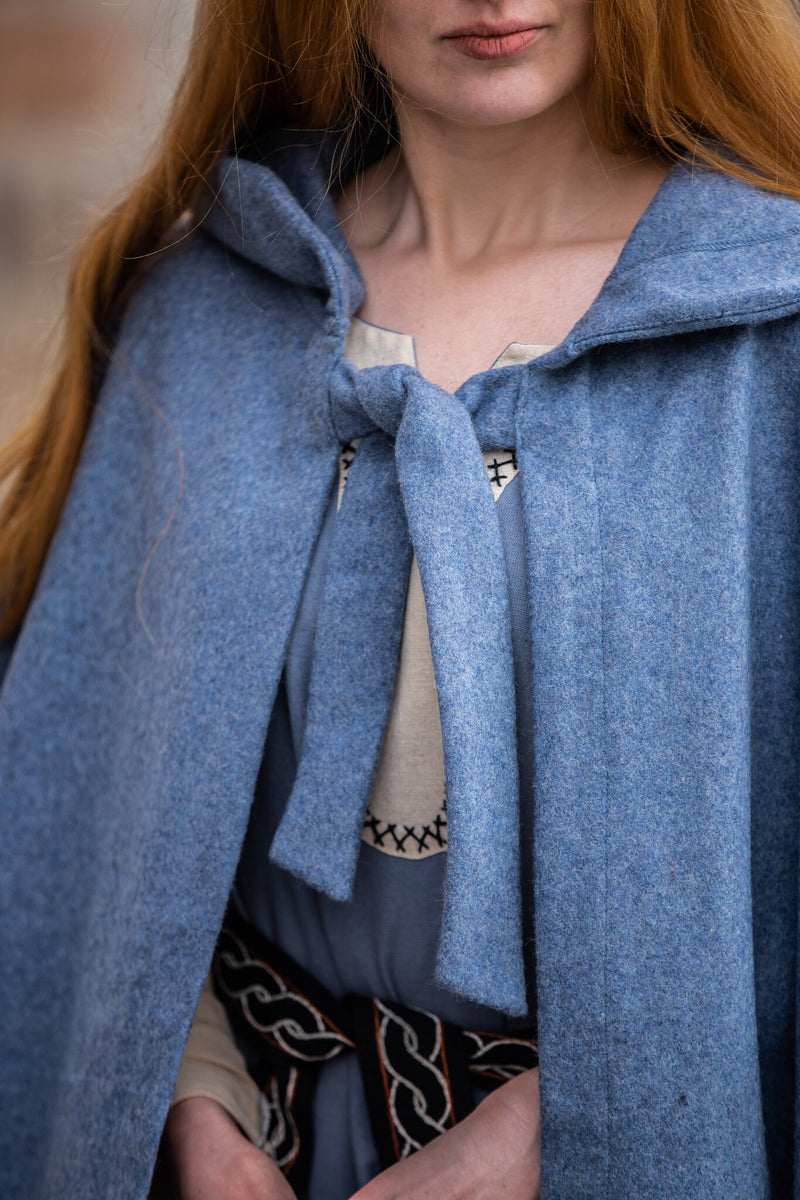 Mantello medievale Mila, misto lana, blu