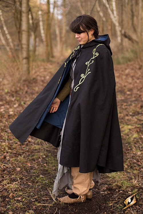 Embroidered cloak Terra, black