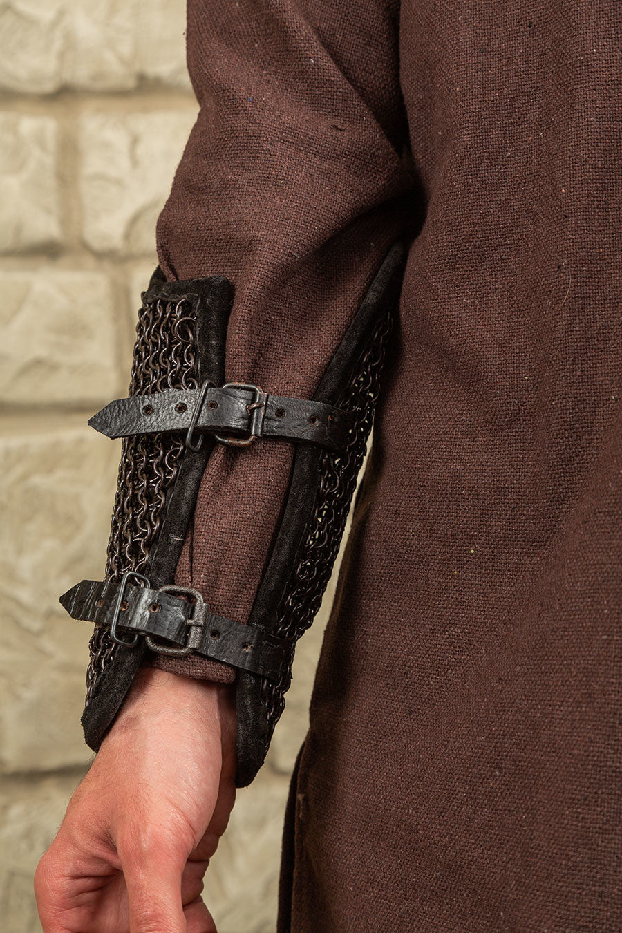 Connor chainmail bracers, forearm guards, bronze finish, 8 mm