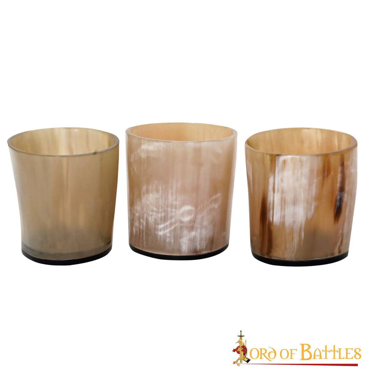 Three horn shot glasses, 100-200 ml