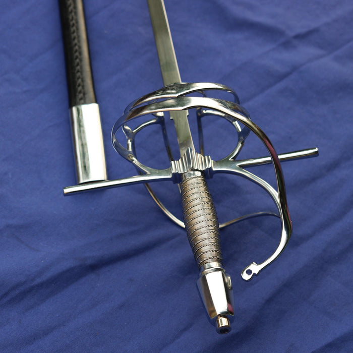 Rapier battle-ready with leather scabbard (blunt 3 mm)