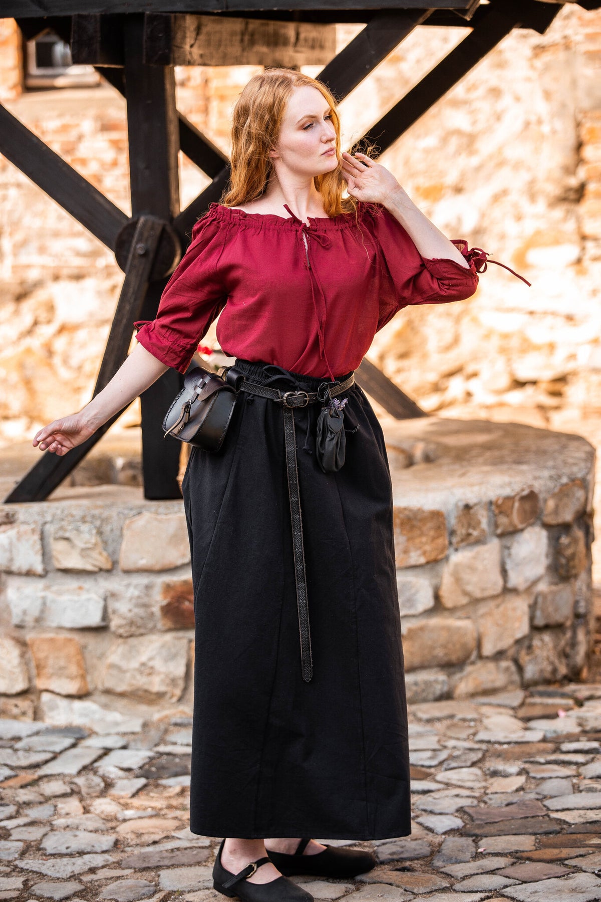 Baroque blouse Rosamund, red