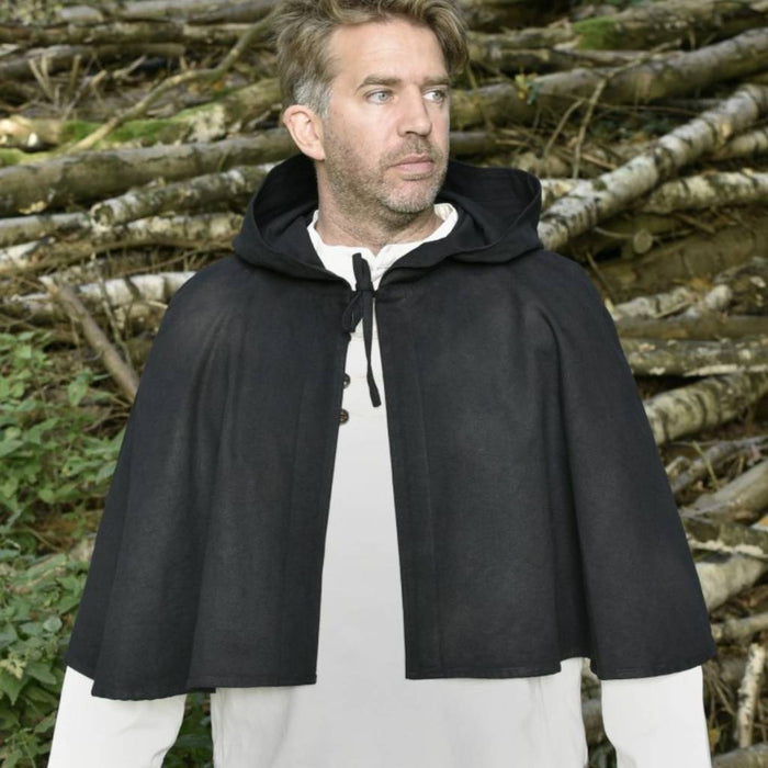 Medieval hood Oswell, black