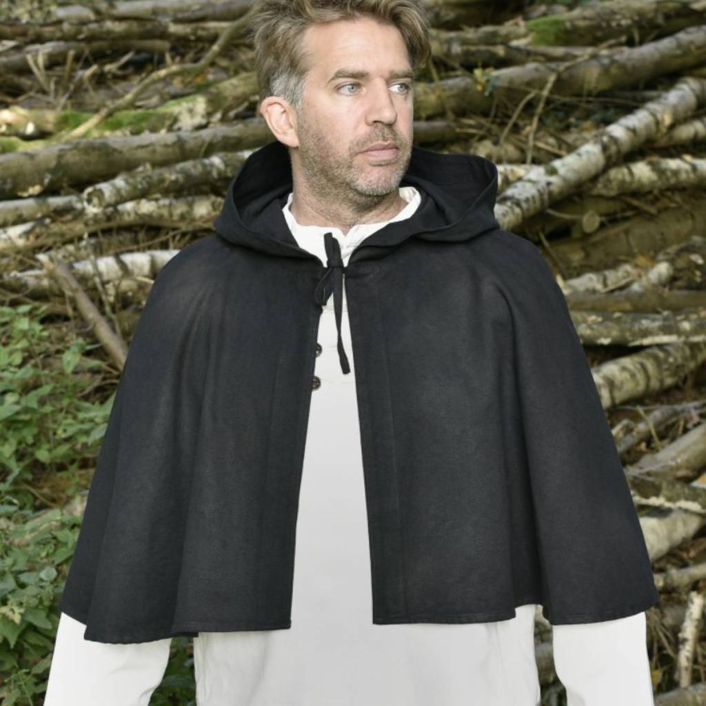 Medieval hood Oswell, black
