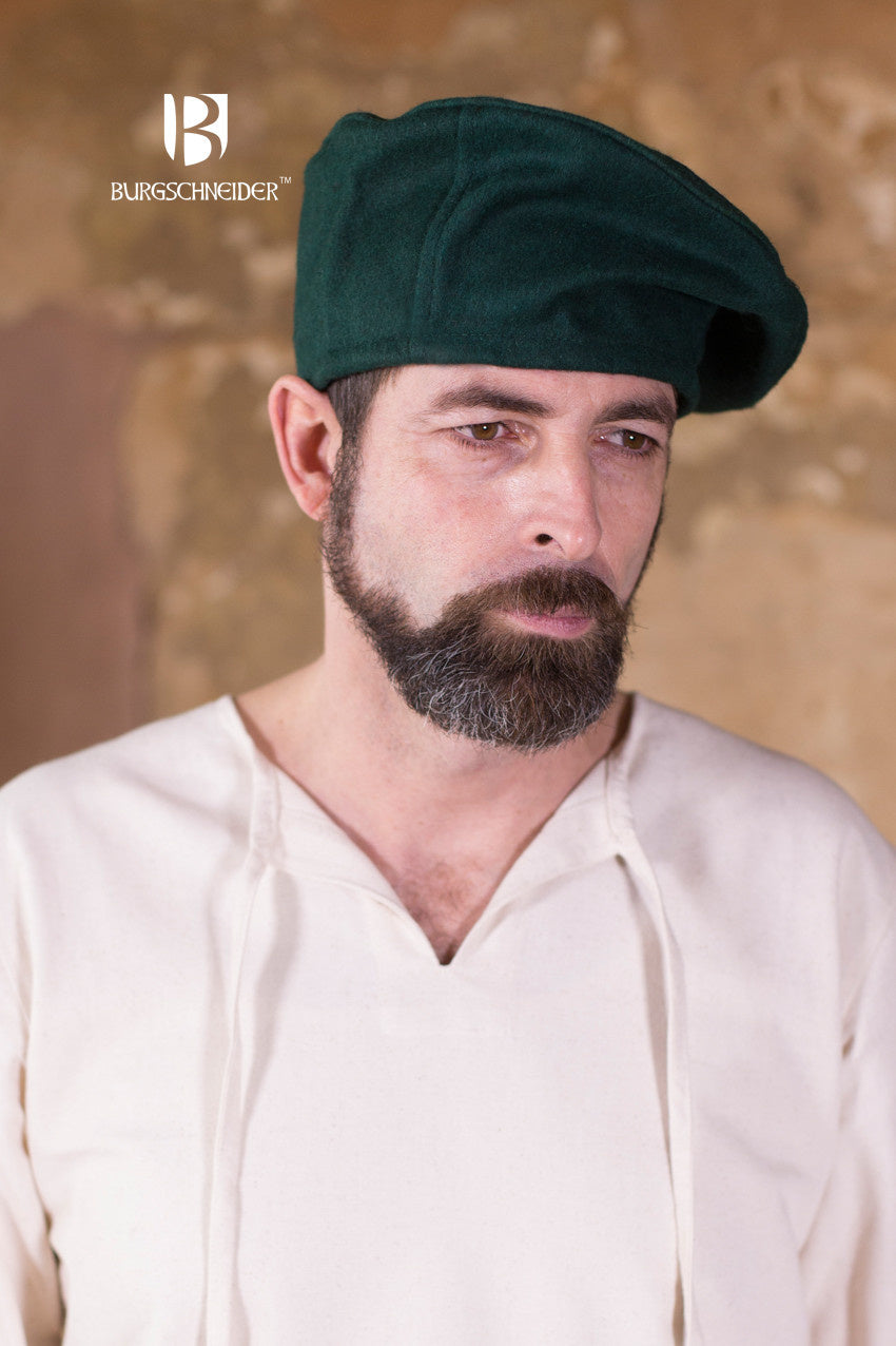 Beret Harald, green, wool blend