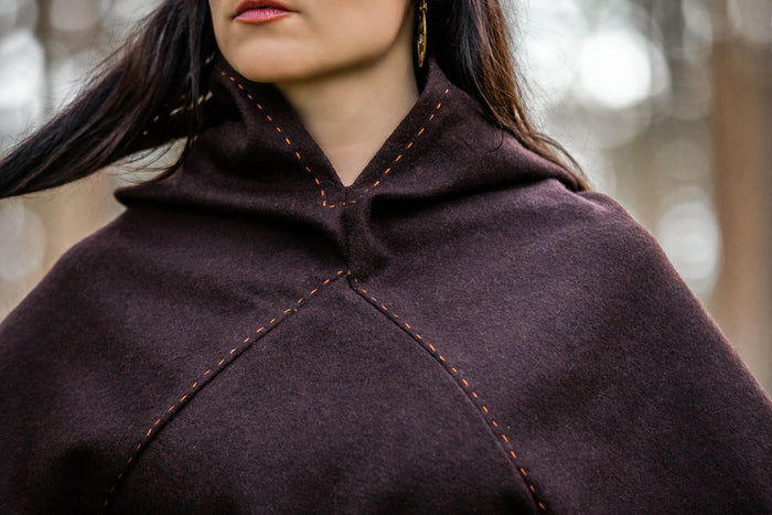 Skjoldehamn hood Halfdan, brown, wool mix