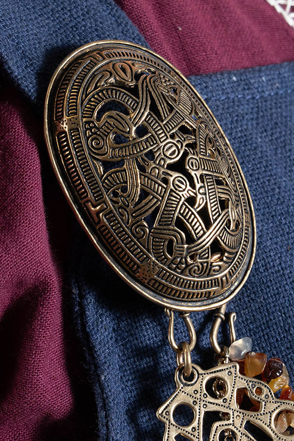 Viking tortoise brooch, Jelling style, bronze, per piece