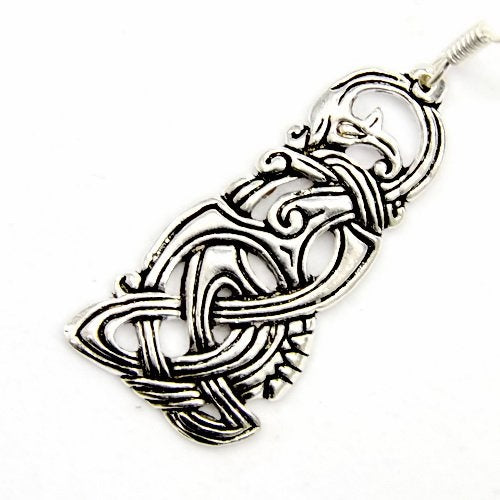 Viking dragon earrings, silvered bronze
