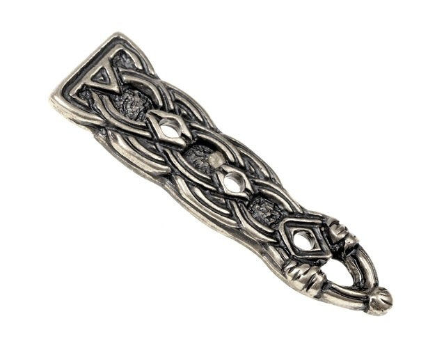 Lengüeta de cinturón Birka estilo Borre, plateada
