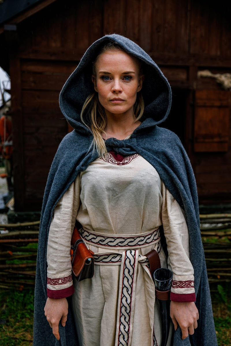 Middelalderlig kappe Karen, uldmix, grå