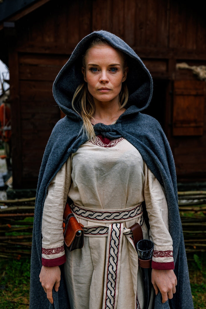 Medieval cloak Karen grey, wool mix