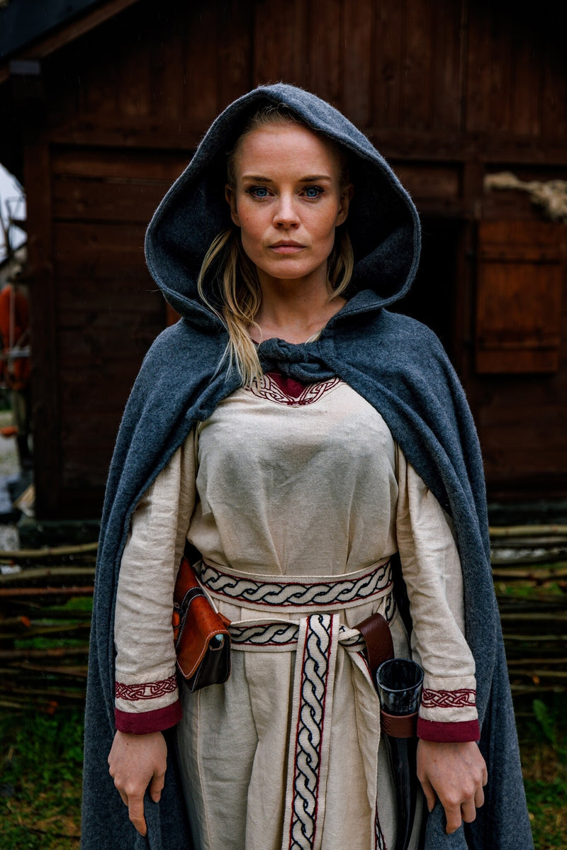 Mittelalterlicher Mantel Karen, Wollmischung, grau