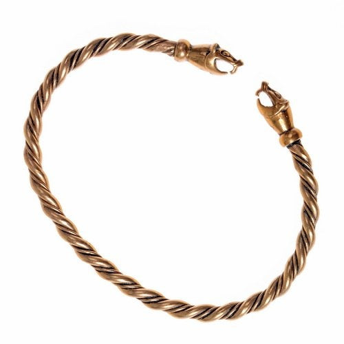 Viking bracelet with weasel heads, bronze