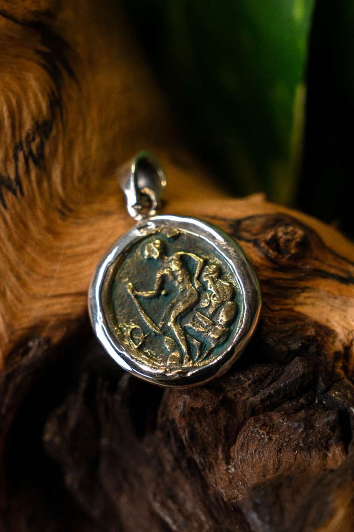 Coin pendant Zeus, sterling silver