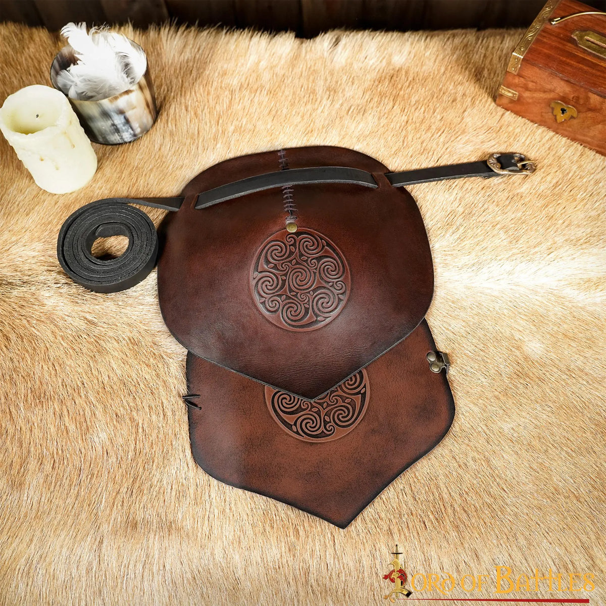 Leather pauldron Celtic spirals