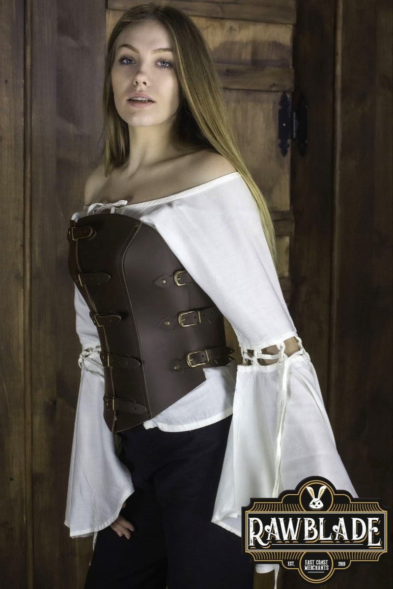 Corset Grace, cuir, brun