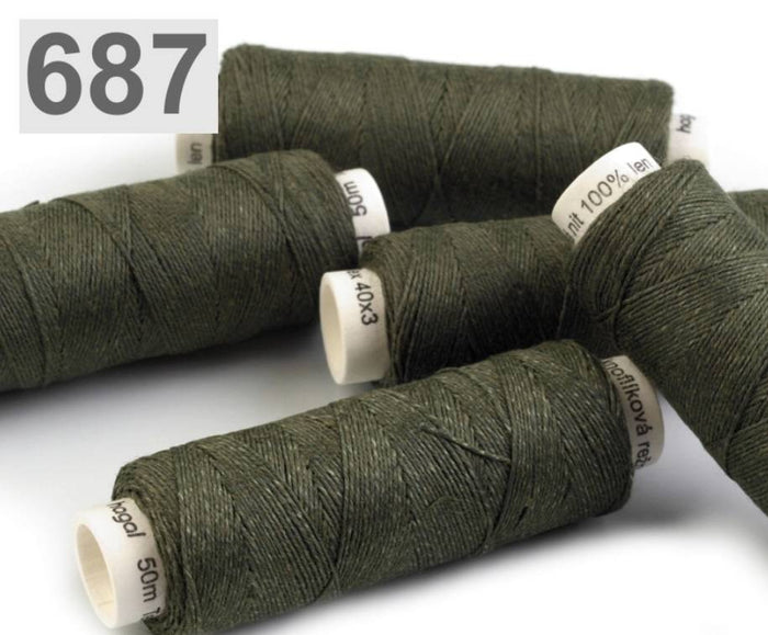 Linen yarn dark green 50m